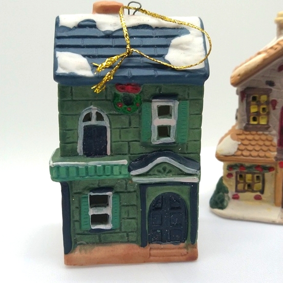Ornaments Porcelain Christmas Tree Village illuminated Vtg 80's Holiday House - Picture 2 of 7